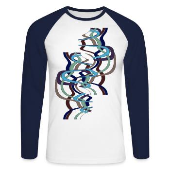 Résumé n° 55 - T-shirt baseball manches longues Homme - blanc/marine - Devant - Nik (191cm)