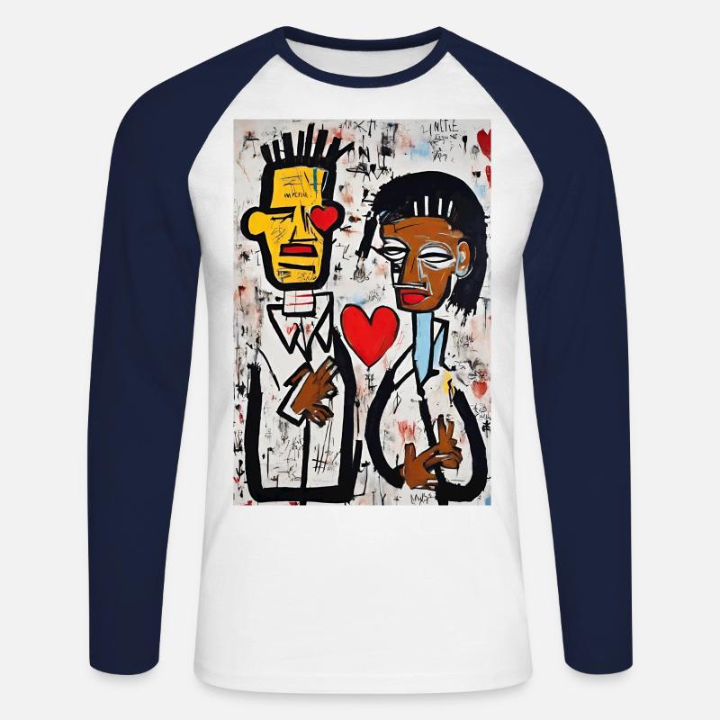 Helle urbane Liebe" - Unisex Baseballshirt langarm - Weiß/Navy