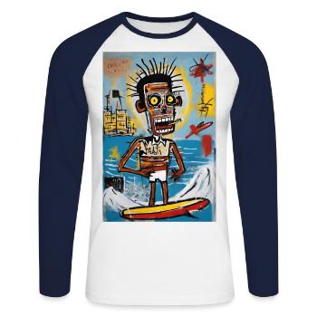 Urban Surfer - Abstract Style - Unisex Long Sleeve Baseball T-Shirt - white/navy - Front - Nik (191cm)