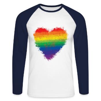 Pride Rainbow, LGBTQ, Lgbt Lesbische Gay Pride Geschenk - Unisex Baseballshirt langarm - Weiß/Navy - Vorne - Nik (191cm)
