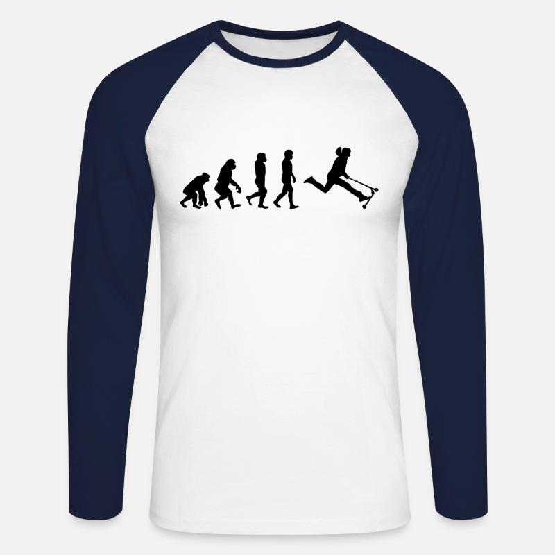 Stunt Scooter Freestyle Scootering Evolution - Unisex Baseballshirt langarm - Weiß/Navy