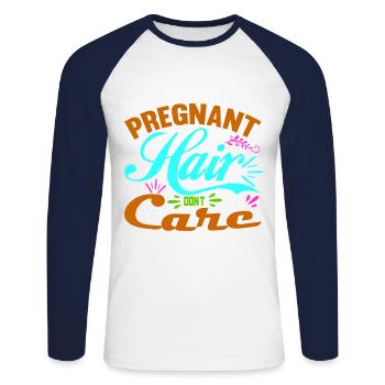 Mère Enceinte Bébé Nourrisson T-shirt Maman - T-shirt baseball manches longues Homme - blanc/marine - Devant - Nik (191cm)