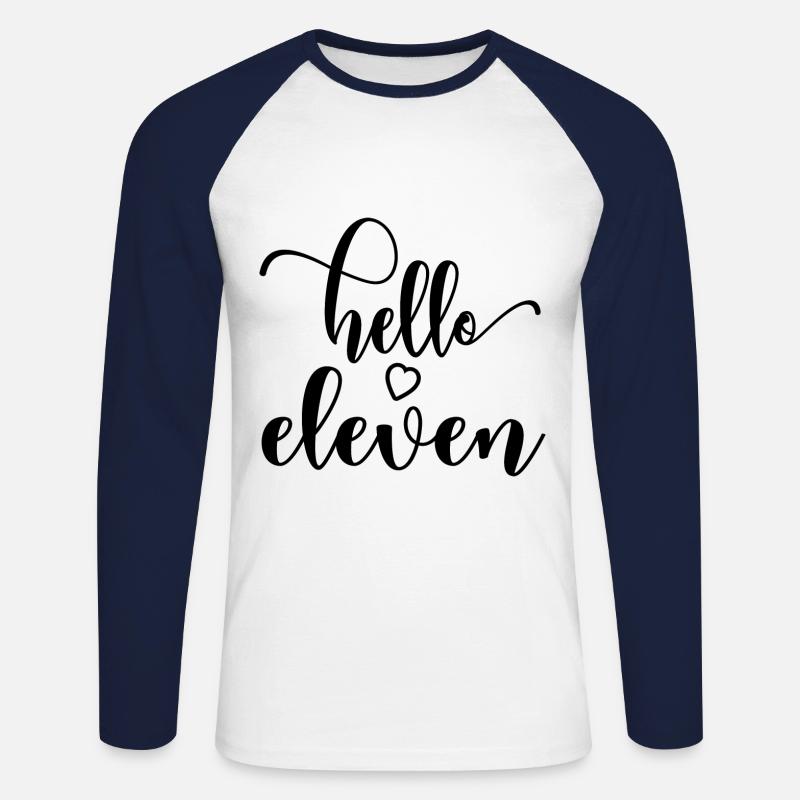 Hello Eleven - Süßes Geschenk zum 11. Geburtstag für Mädchen - Unisex Baseballshirt langarm - Weiß/Navy