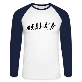 Relay race run athlete track & field Evolution - Unisex Long Sleeve Baseball T-Shirt - white/navy - Front - Nik (191cm)