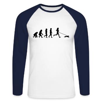 Canicross Trail Running Runner Dog Sport Evolution - Unisex Baseballshirt langarm - Weiß/Navy - Vorne - Nik (191cm)