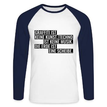 Graffiti Techno Erde Spruch Statement Musik - Unisex Baseballshirt langarm - Weiß/Navy - Vorne - Nik (191cm)