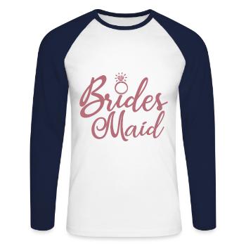Brides Maid - Bride Bachelorette Party Gift - Unisex Long Sleeve Baseball T-Shirt - white/navy - Front - Nik (191cm)