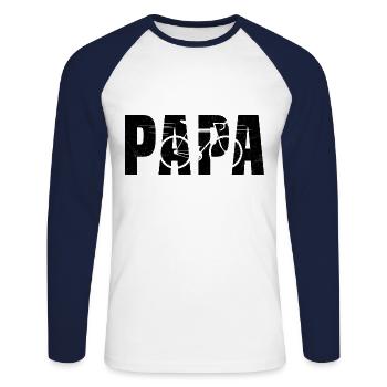 Dad Cyclist Very Cool Bike Gift - Unisex Long Sleeve Baseball T-Shirt - white/navy - Front - Nik (191cm)
