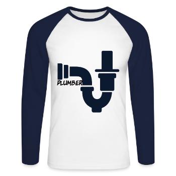 Plumber - Unisex Long Sleeve Baseball T-Shirt - white/navy - Front - Nik (191cm)