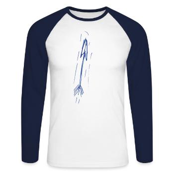 flèche pour le blanc - T-shirt baseball manches longues Homme - blanc/marine - Devant - Nik (191cm)