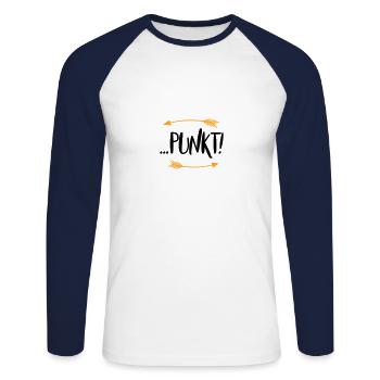 Punkt T Shirt Sprüche - Unisex Baseballshirt langarm - Weiß/Navy - Vorne - Nik (191cm)