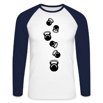 Hantel gewichte icon - Unisex Baseballshirt langarm - Weiß/Navy - Vorne - Nik (191cm)