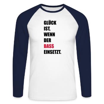 Musik - Unisex Baseballshirt langarm - Weiß/Navy - Vorne - Nik (191cm)