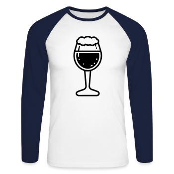 Bière - T-shirt baseball manches longues Homme - blanc/marine - Devant - Nik (191cm)