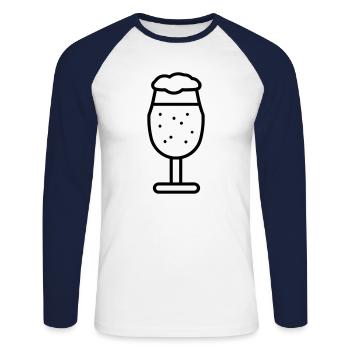 Bière - T-shirt baseball manches longues Homme - blanc/marine - Devant - Nik (191cm)