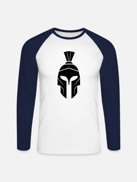 Spartanischer Helm - Unisex Baseballshirt langarm - Weiß/Navy