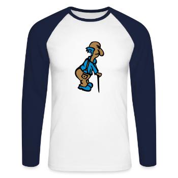 alter herr humorstock 1 4 - Unisex Baseballshirt langarm - Weiß/Navy - Vorne - Nik (191cm)