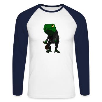 Cartoon comic frog with money - Unisex Long Sleeve Baseball T-Shirt - white/navy - Front - Nik (191cm)