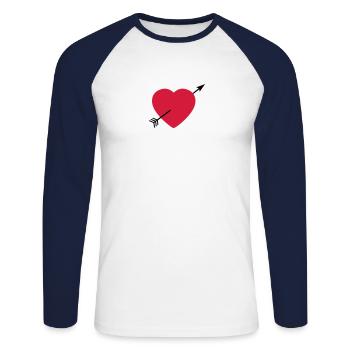 Heart round with arrow - Unisex Long Sleeve Baseball T-Shirt - white/navy - Front - Nik (191cm)