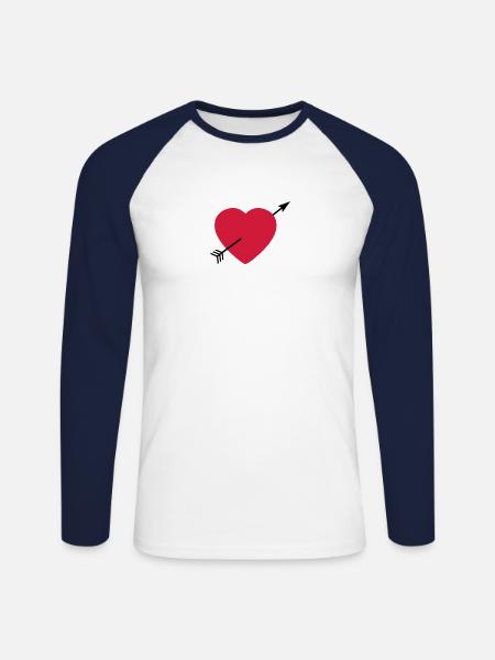 Heart round with arrow - Unisex Long Sleeve Baseball T-Shirt - white/navy