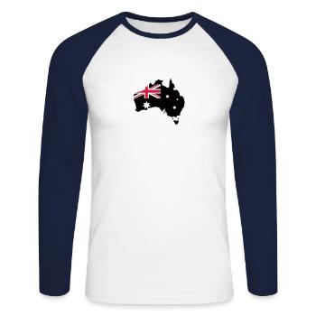 Australia - T-shirt baseball manches longues Homme - blanc/marine - Devant - Nik (191cm)