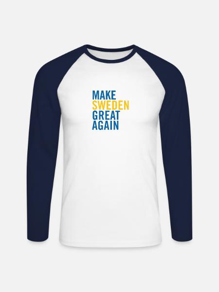 Make Sweden Great Again - Unisex Long Sleeve Baseball T-Shirt - white/navy