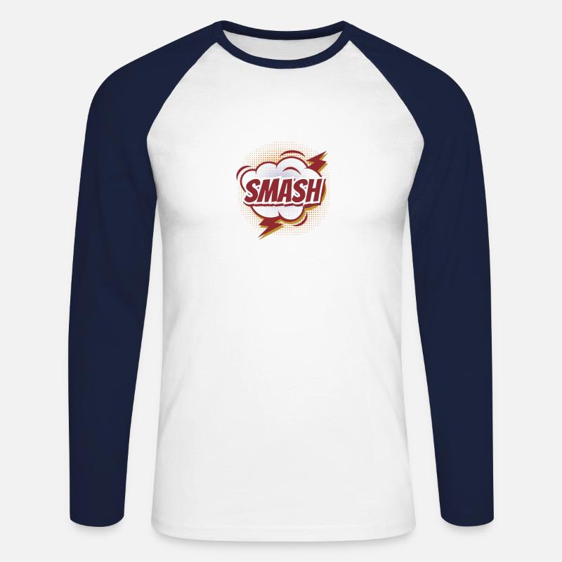 spaßige Comic-Sprechblase - SCHMASCH - Unisex Baseballshirt langarm - Weiß/Navy