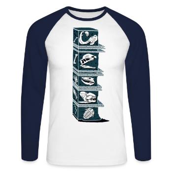 History of the Earth Geology Paleontology 1 - Unisex Long Sleeve Baseball T-Shirt - white/navy - Front - Nik (191cm)