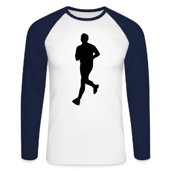 Running athlete - Unisex Long Sleeve Baseball T-Shirt - white/navy - Front - Nik (191cm)