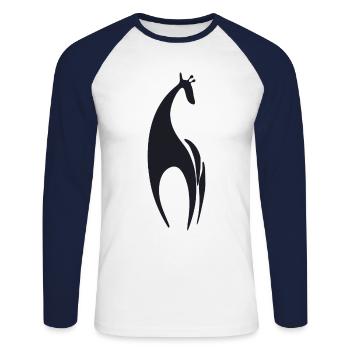 Giraffe - Unisex Baseballshirt langarm - Weiß/Navy - Vorne - Nik (191cm)