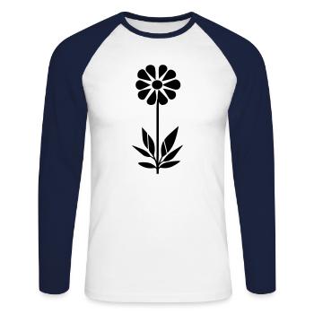 Fleur avec tige - T-shirt baseball manches longues Homme - blanc/marine - Devant - Nik (191cm)