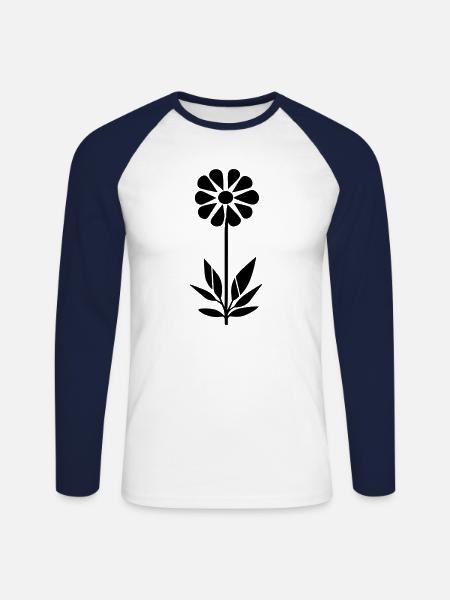 Blume mit Stiel - Unisex Baseballshirt langarm - Weiß/Navy