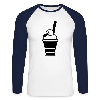 Ice Sundae - Unisex Long Sleeve Baseball T-Shirt - white/navy - Front - Nik (191cm)