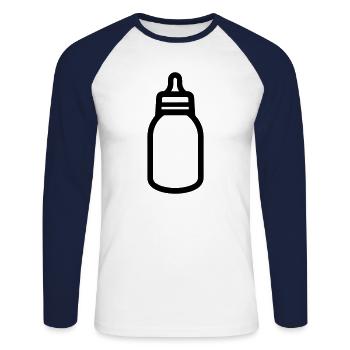 bottle - Unisex Long Sleeve Baseball T-Shirt - white/navy - Front - Nik (191cm)
