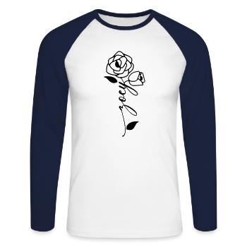 Zoey Name Vorname Namensblume - Unisex Baseballshirt langarm - Weiß/Navy - Vorne - Nik (191cm)