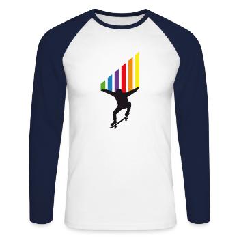 Skater stripes gift idea for teens - Unisex Long Sleeve Baseball T-Shirt - white/navy - Front - Nik (191cm)