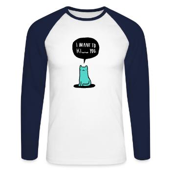 Grumpy Cat - Cat - Cats - Hangover - Meow - Meow - Unisex Long Sleeve Baseball T-Shirt - white/navy - Front - Nik (191cm)