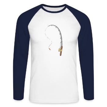 fishing rod - Unisex Long Sleeve Baseball T-Shirt - white/navy - Front - Nik (191cm)
