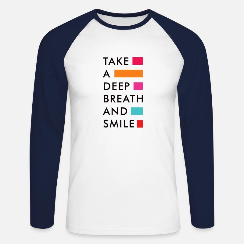 deep breath - Unisex Baseballshirt langarm - Weiß/Navy