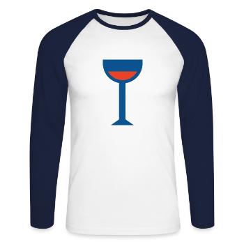 Polar - wineglass - Unisex Long Sleeve Baseball T-Shirt - white/navy - Front - Nik (191cm)
