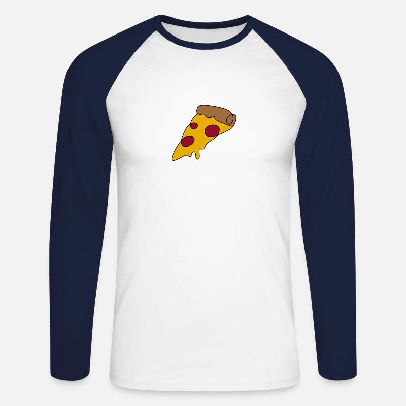 Pizza - Unisex Baseballshirt langarm - Weiß/Navy