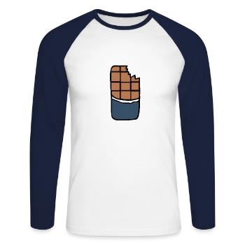 Chocolat - T-shirt baseball manches longues Homme - blanc/marine - Devant - Nik (191cm)