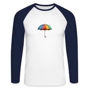 Colorful umbrella - Unisex Long Sleeve Baseball T-Shirt - white/navy - Front - Nik (191cm)