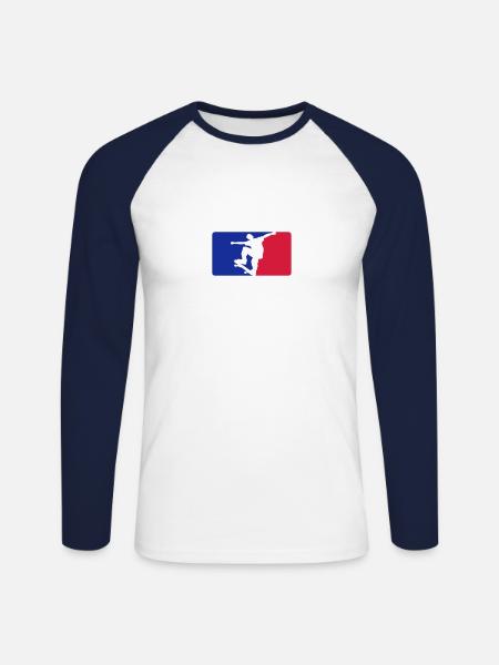 Skate logo - Unisex Long Sleeve Baseball T-Shirt - white/navy
