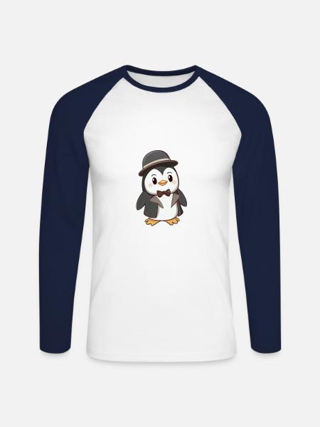 Penguin - Unisex Long Sleeve Baseball T-Shirt - white/navy