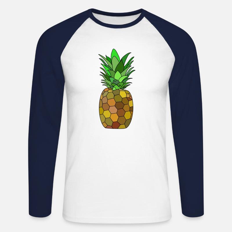 Geometrisches Ananas Design - Unisex Baseballshirt langarm - Weiß/Navy