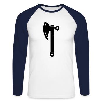 axe - Unisex Long Sleeve Baseball T-Shirt - white/navy - Front - Nik (191cm)