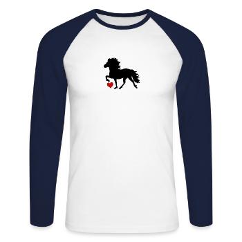 Icelandic horse - Unisex Long Sleeve Baseball T-Shirt - white/navy - Front - Nik (191cm)