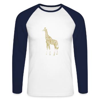 Motifs illustrés avec girafe - T-shirt baseball manches longues Homme - blanc/marine - Devant - Nik (191cm)