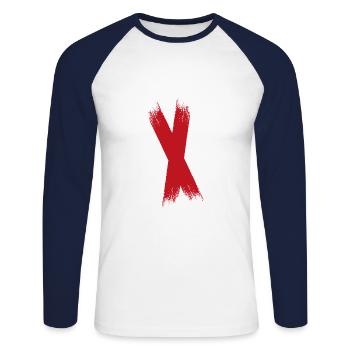 Color blob splash paint painter gift cross red - Unisex Long Sleeve Baseball T-Shirt - white/navy - Front - Nik (191cm)